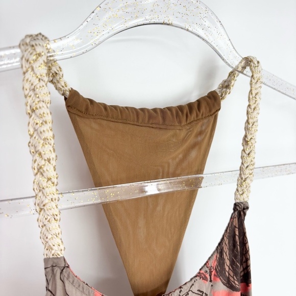 Maaji Multiprint Tiered Racerback Boho Mini Dress Mixed Print Swim Cover Small - Picture 6 of 9